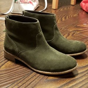 Green Suede Booties